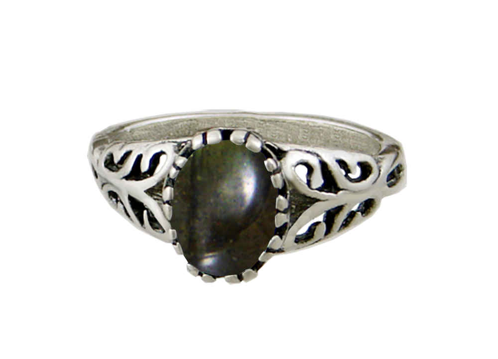 Sterling Silver Filigree Ring With Spectrolite Size 10